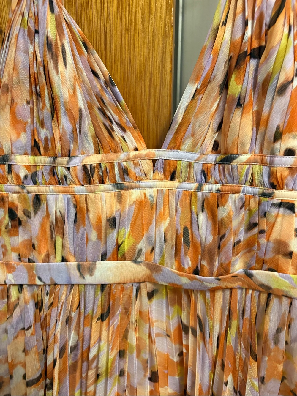 AMUR Neve Pleated Chiffon Dress in Pebble Beach - Picture 14 of 16
